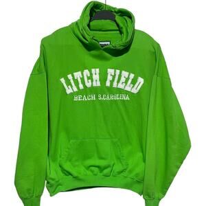 Litchfield Beach South Carolina Pullover Hoodie Men's XXL Green by Waves Surf